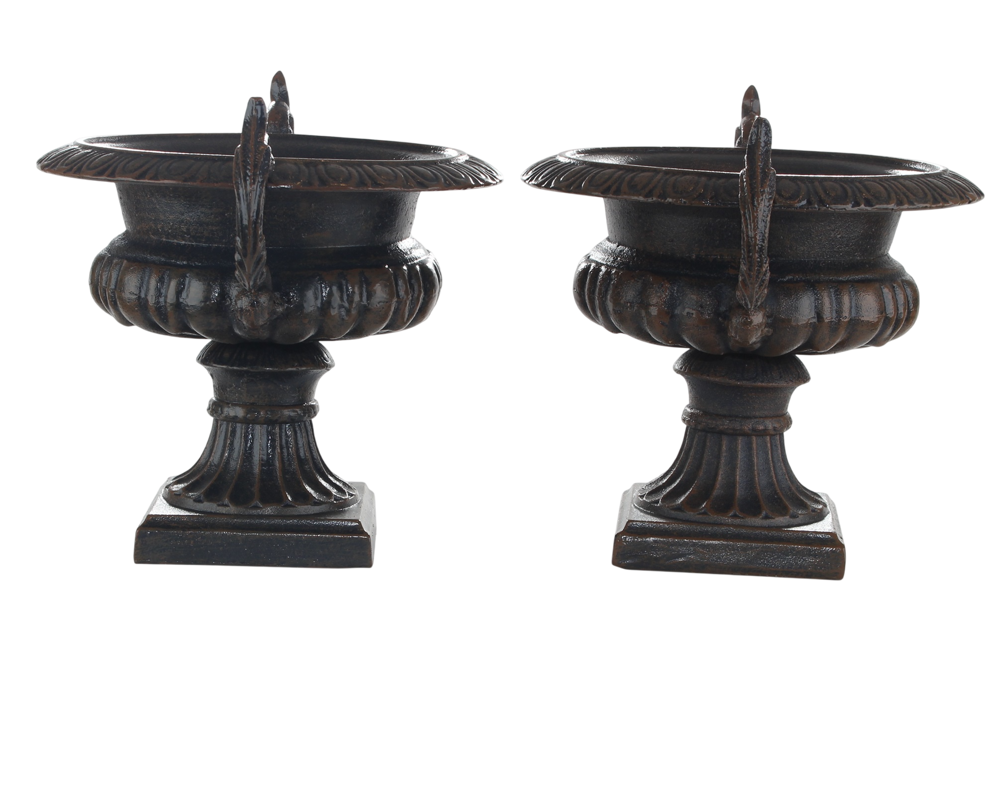 Medici Vase Pflanzschale Gusseisen Bronze-Braun 2er-Set – Neoklassik H 25 cm