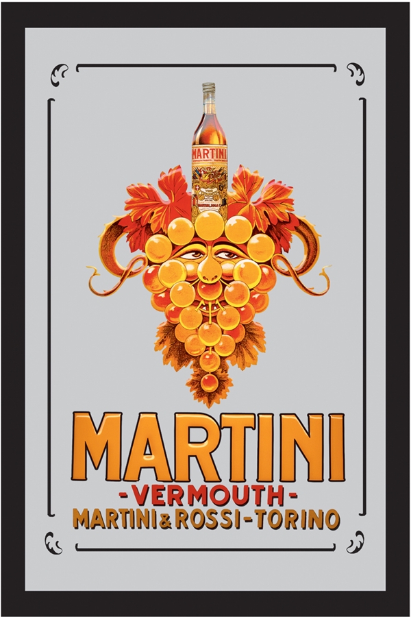 Set: 2 Spiegelbilder Martini & Rossi Vermouth Bianco Vintage Bar Deko 30x20 cm Wandbilder