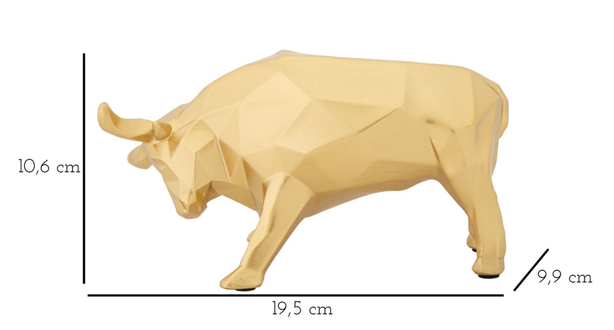 Dekofigur Bulle stehend im Angriff Symbol für Optimismus Tierfigur in goldener Optik  H 10,6 cm