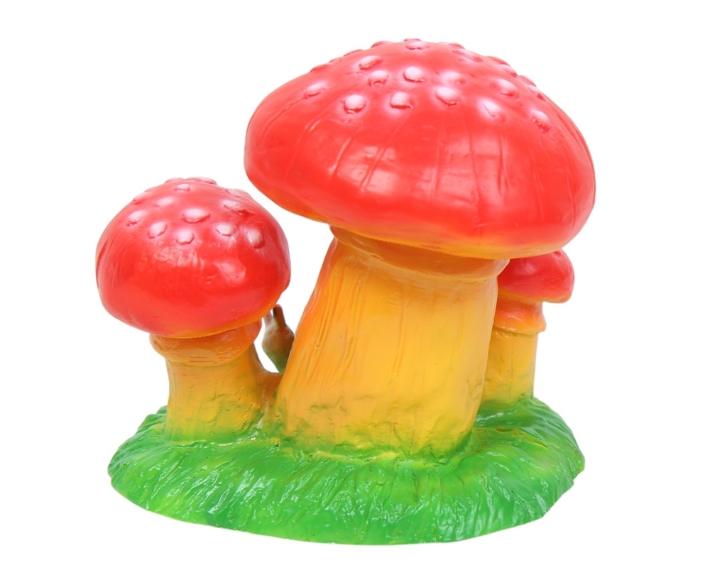 Dekofigur drei Fliegenpilze Pilze mit Schnecke H 15 cm Deko Garten Figur Gartenfigur aus Kunststoff