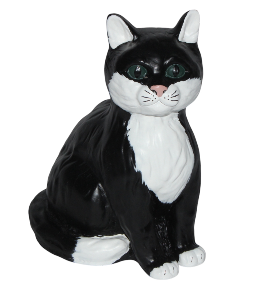 Dekorationsfigur Katze sitzend klein H 25 cm Tierfigur aus Kunstharz