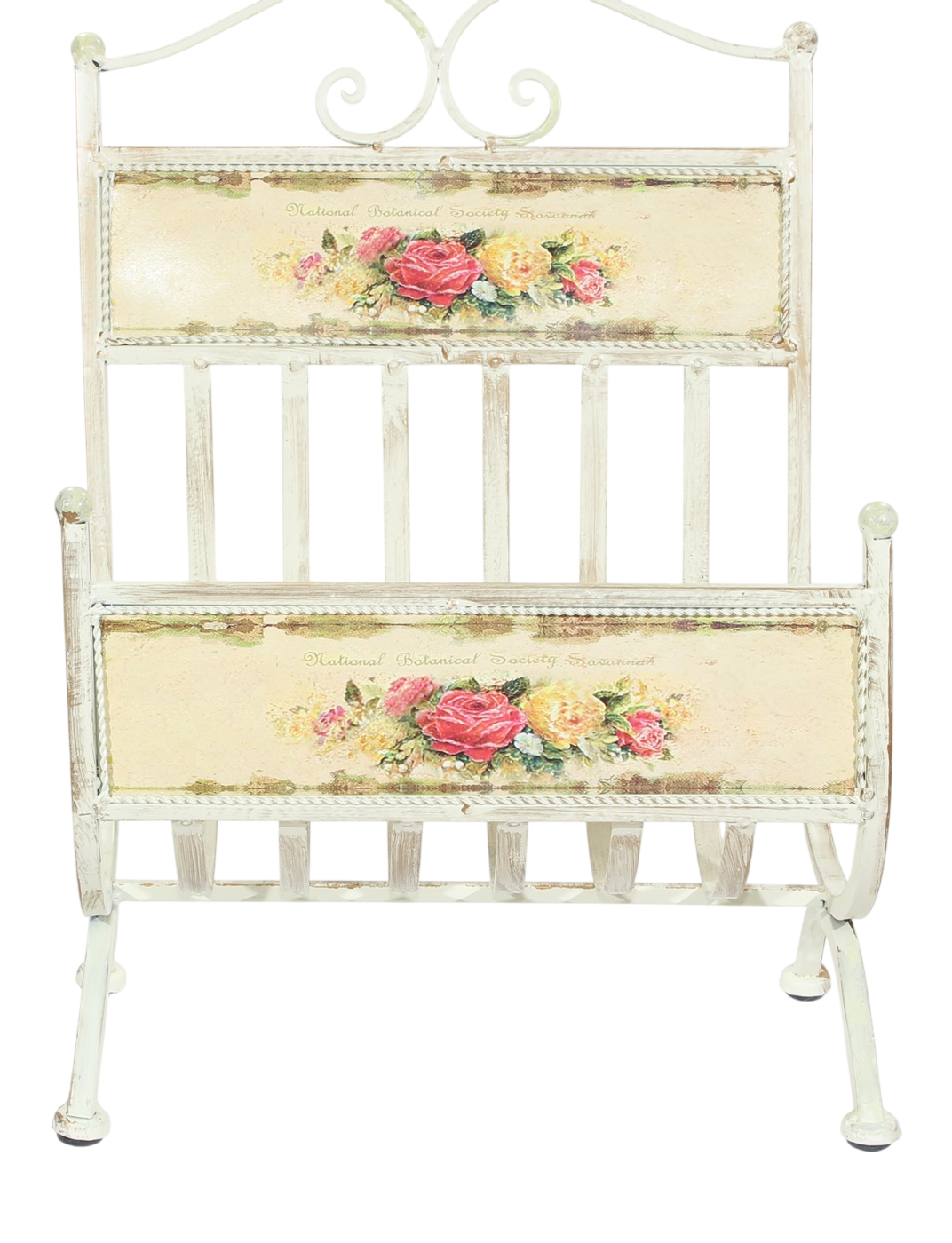 Zeitungsständer Metall – Rosenmotiv Landhaus Provence Stil Zeitungshalter H 43 cm