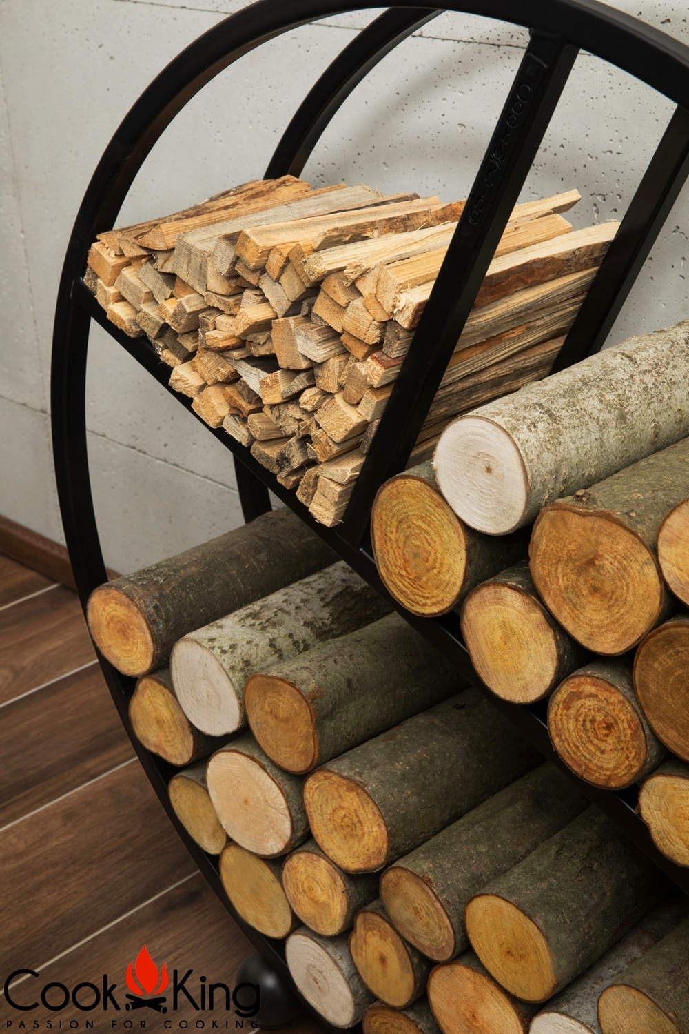 Kaminholzregal "Diego" H 102 cm Holzregal für Kaminholz Kaminholzablage aus Stahl Kaminholzständer