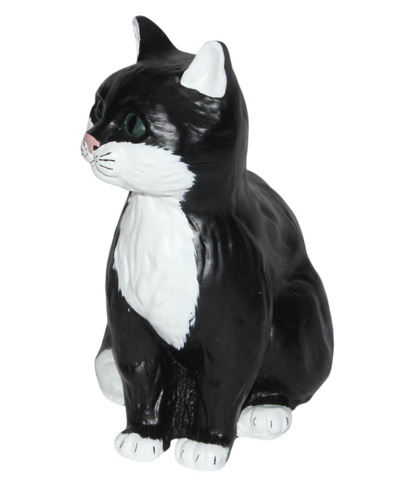 Dekorationsfigur Katze sitzend klein H 25 cm Tierfigur aus Kunstharz