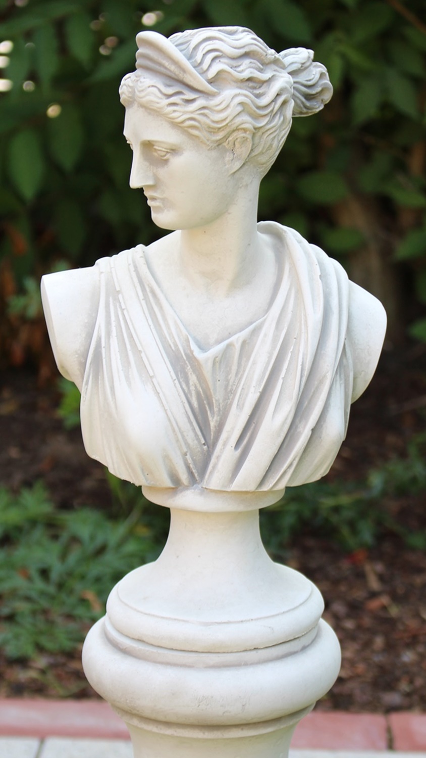 Beton Figur Skulptur Paolina Büste auf Baluster Säule H 71 cm klassische Statue Gartenskulptur