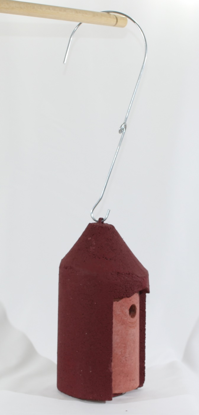 Naturschutzprodukt Nisthöhle 2M Rot Vogelhöhle freihängend FO Nisthilfe Flugloch 26 mm