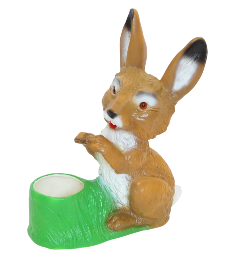 Osterhase mit Pflanzkübel - Osterfigur aus Kunststoff, für Garten & Innenbereich, Höhe 32 cm