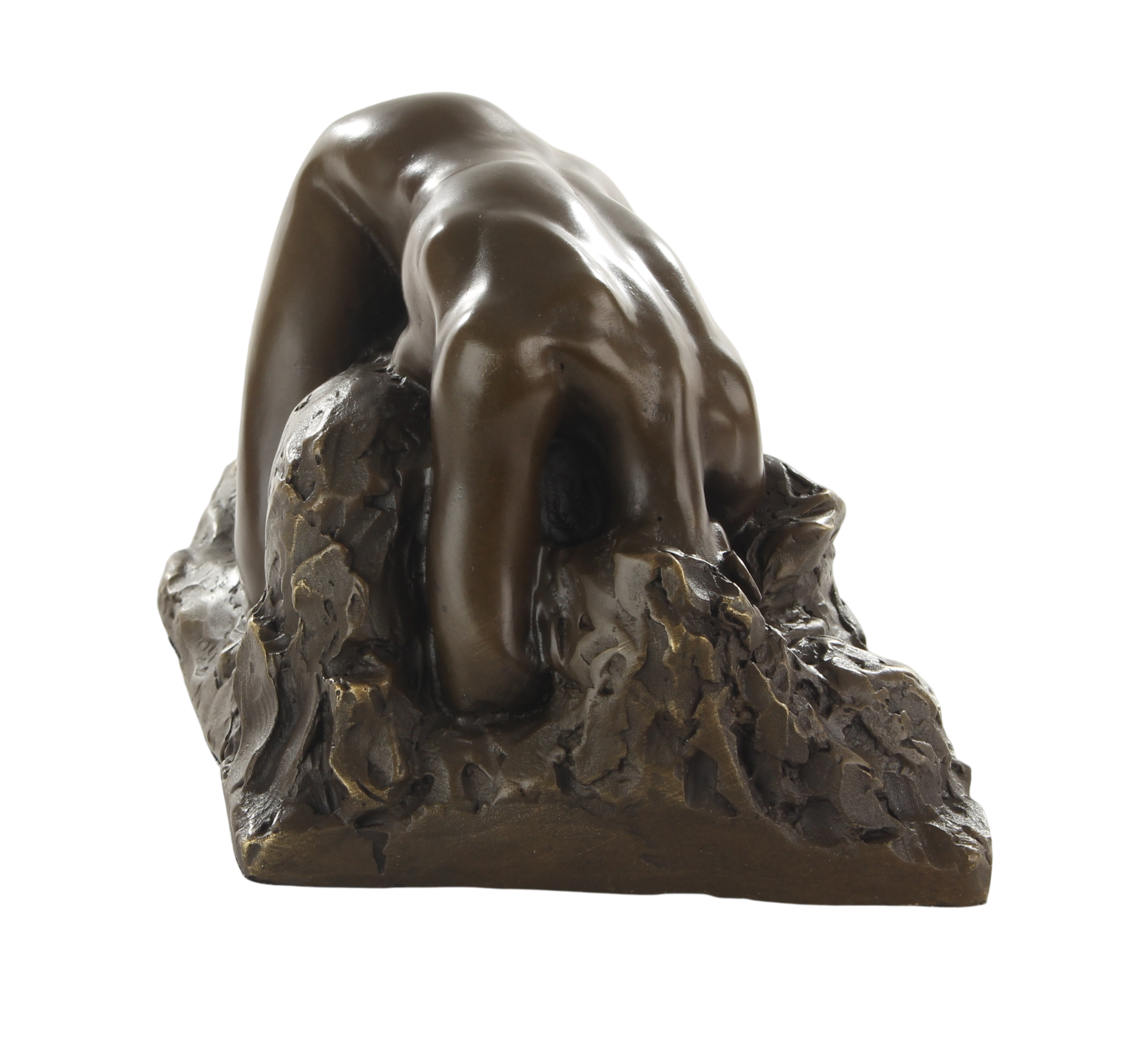 Bronzeskulptur Danaïde, Frauenakt, Nachbildung nach Auguste Rodin, auf Marmorsockel, Höhe 9,7 cm