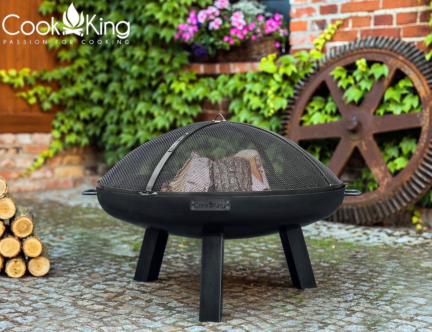 Feuerschale "Polo" Ø 60 cm Feuerstelle für Garten aus Stahl Feuerkorb als Wärmequelle oder Grill