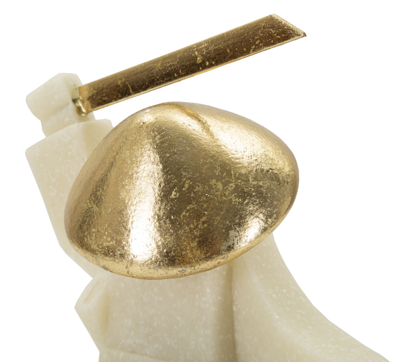 Samurai Oda Clan weiß-gold im Ausfallschritt – Dekofigur mit erhobenem Schwert aus Polyresin H 18 cm