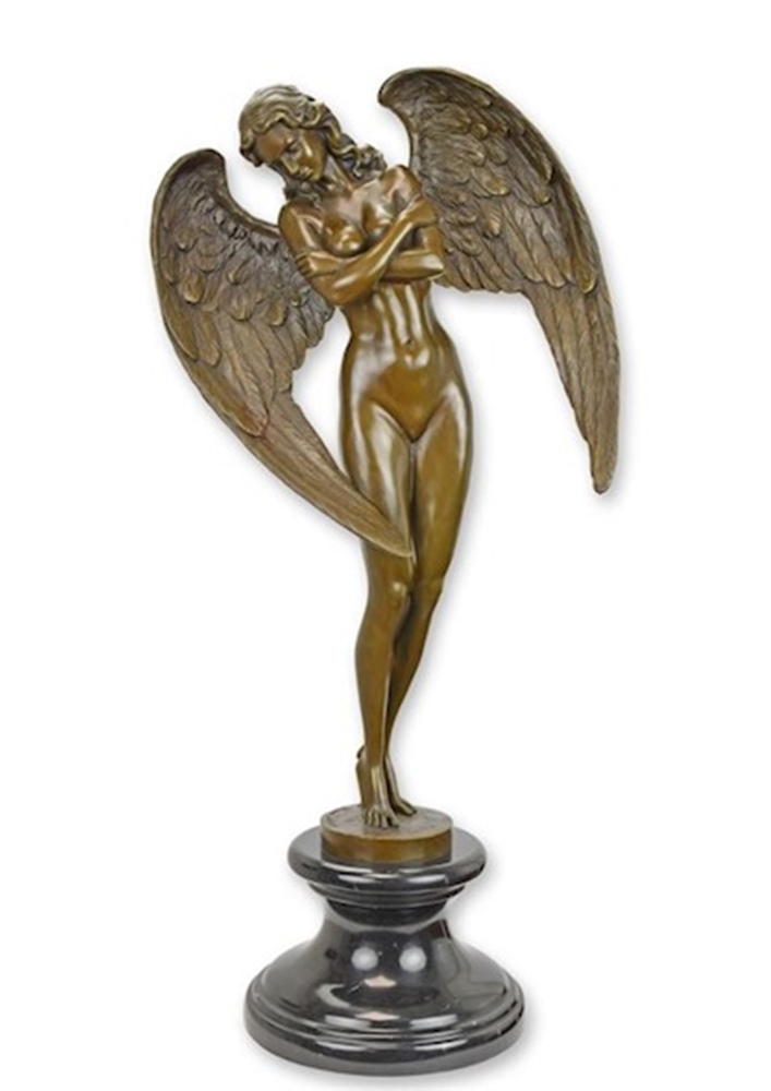Bronzefigur Bronzeskulptur Bronze Erotischer Engel Frau H 64 cm Leidenschaftliche Pose Bronze Figur