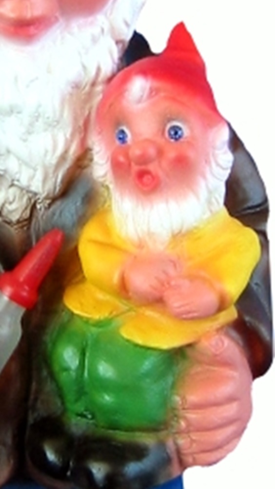 Gartenzwerg Vater mit Sohn Figur Zwerg stehend H 37 cm Deko Zwerg mit Baby und Milchflasche