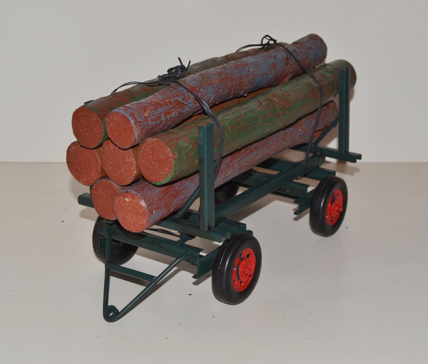 Anhänger für Blechtraktor Nostalgie Oldtimer Traktor Holzanhänger mit Holz beladen Modell L 34 cm