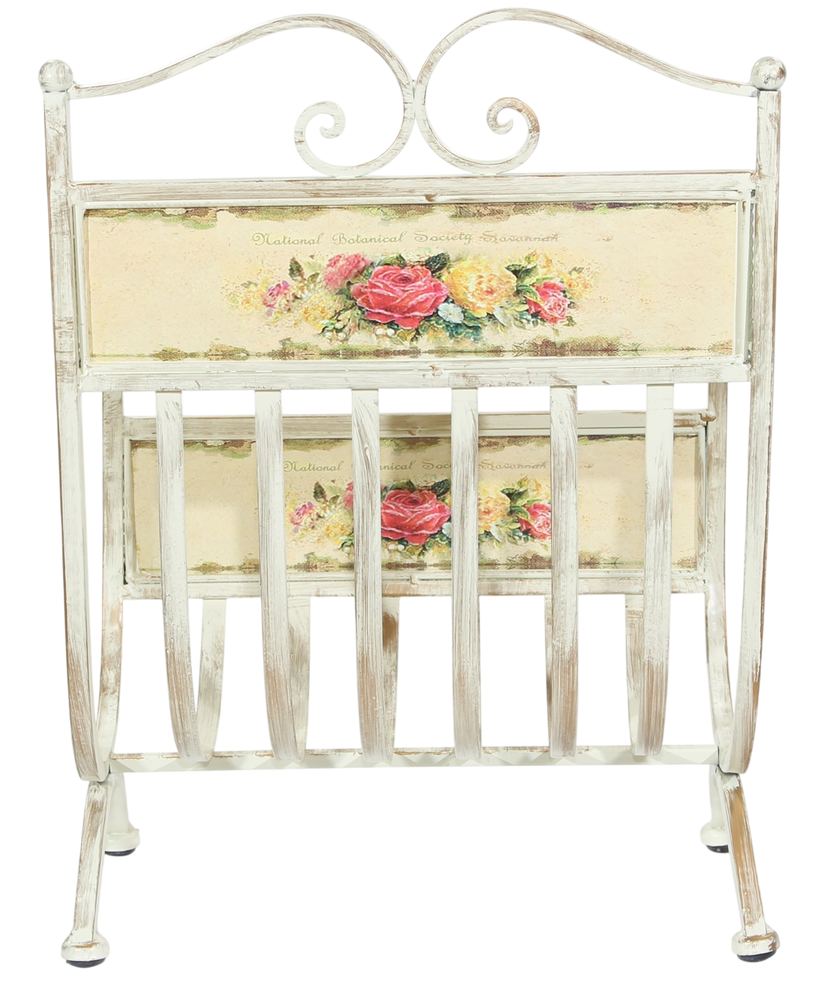 Zeitungsständer Metall – Rosenmotiv Landhaus Provence Stil Zeitungshalter H 43 cm