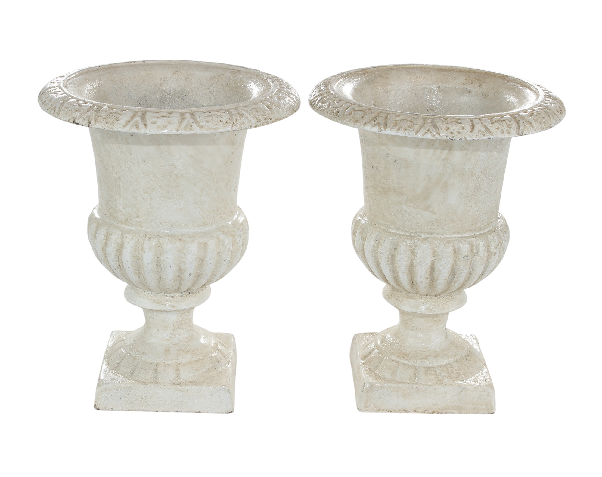 Campana Gartenurne Vase Gusseisen zum Bepflanzen weiß 2er-Set – Neoklassik Antik H 21 cm