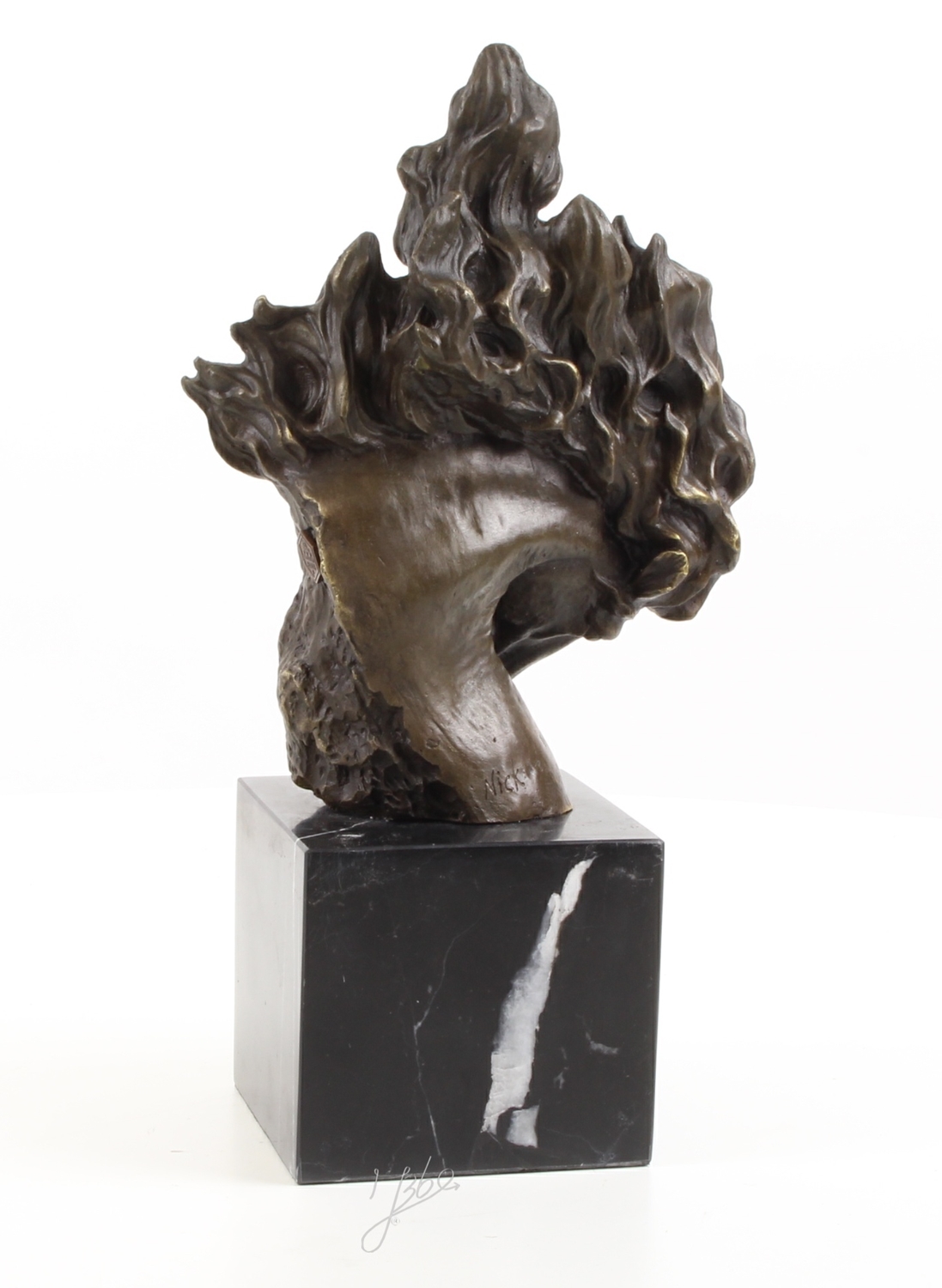 Bronzefigur Bronzeskulptur Bronze Abstrakter Pferdekopf auf Sockel H 30 cm Pferd Bronze Figur