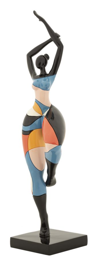 Tänzerin in Ballettpose bunt – abstrakte Dekofigur aus Polyresin für Wohnraum und Wintergarten H 38,5 cm