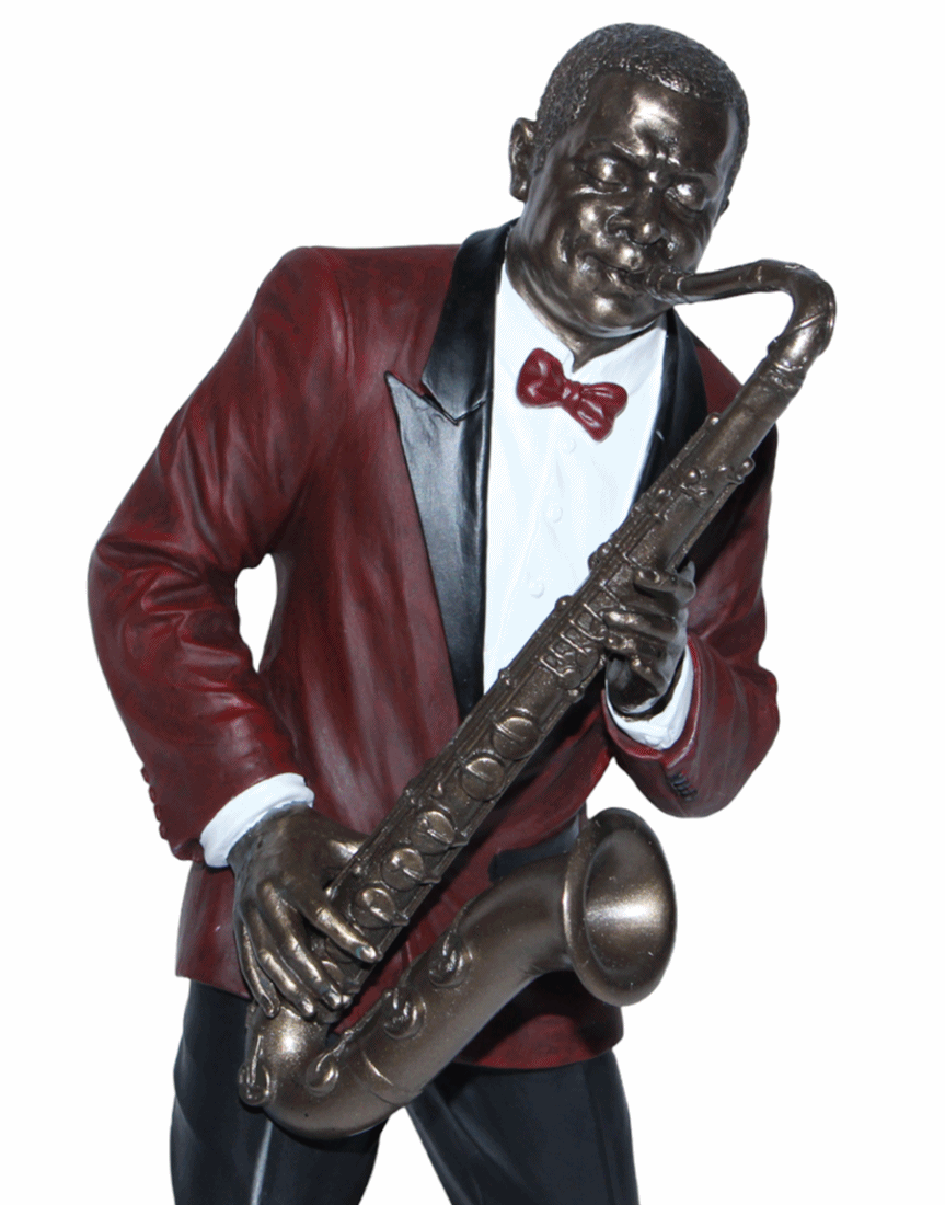Deko Figur Jazz Musiker Saxophonist H 28,5 cm Jazz Band Dekofigur mit Tenorsaxophon