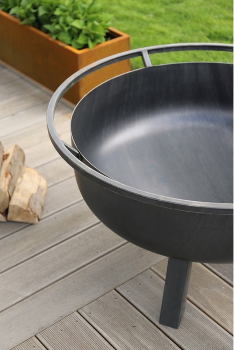Feuerschale Porto XXL D 80 cm Feuerstelle Grillschale für Garten oder als Wärmequelle Naturstahl