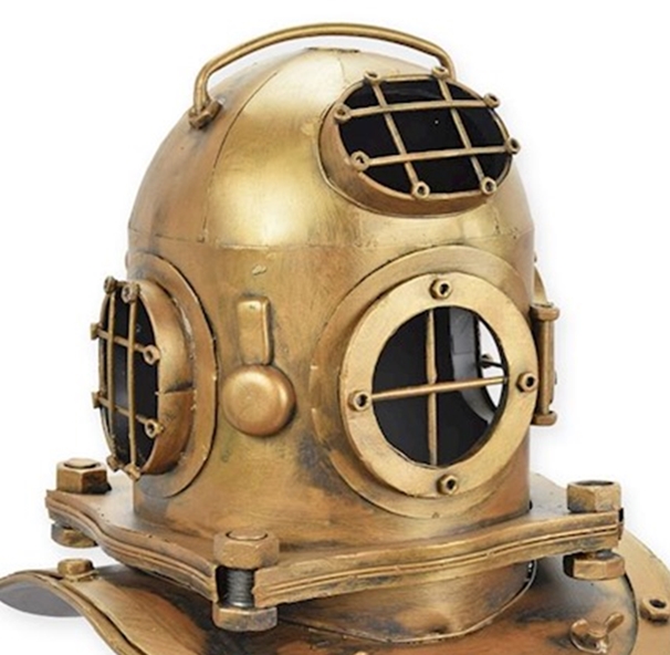 Blechmodell Taucherhelm H 32 cm goldener Helm Taucher Deko Taucherglocke Retro Nostalgie Modell