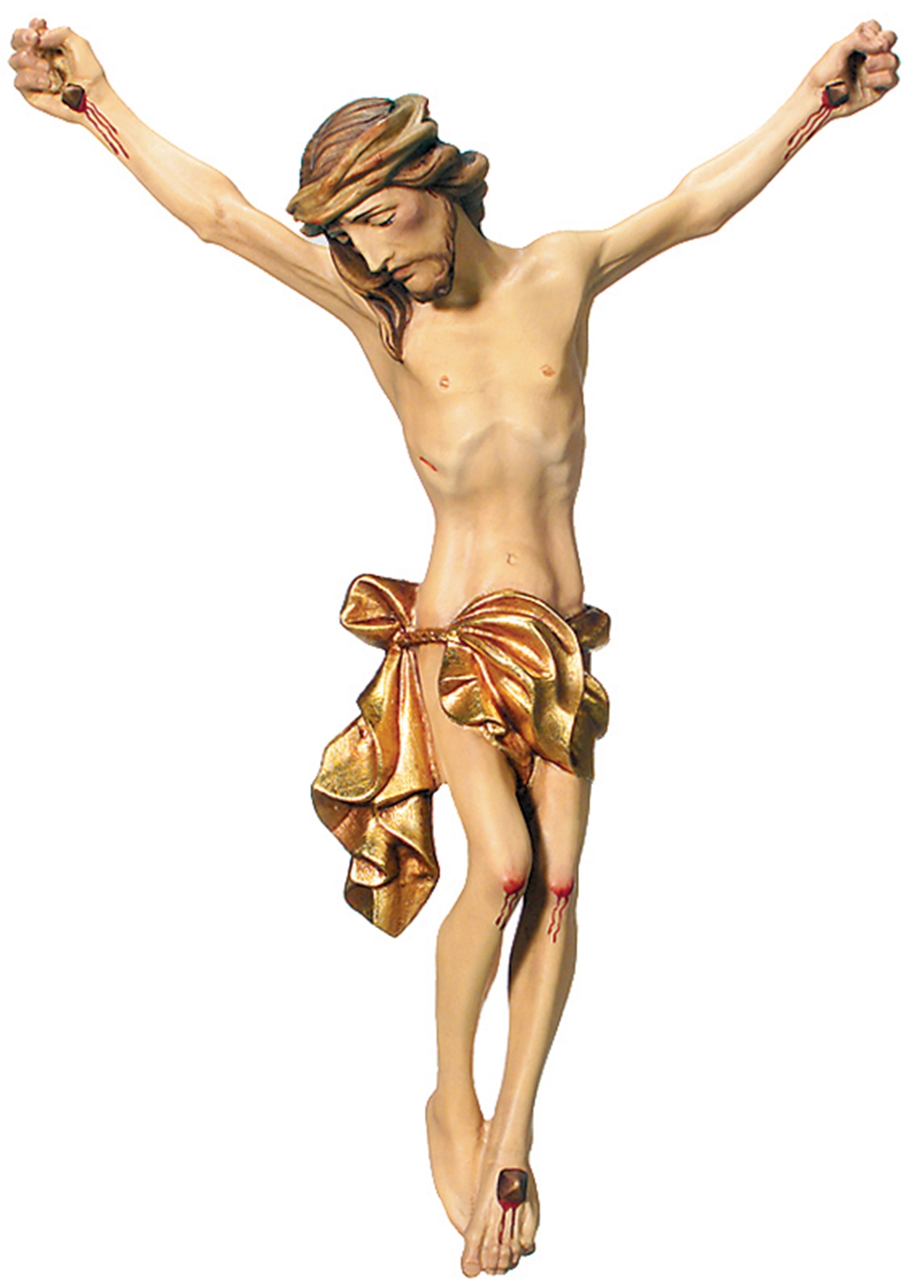 Heiligenfigur Kruzifix Jesus am Kreuz "Leonardo" H 20/ 40 cm Statue Ahorn- und Lindenholz Holzfigur