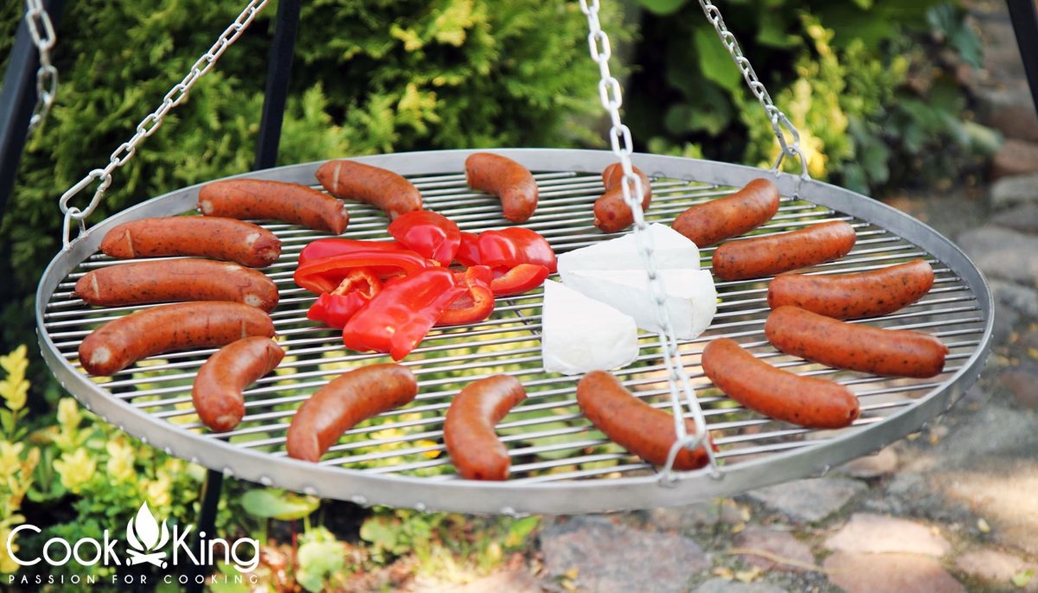 Schwenkgrill mit Kurbel H 200 cm mit Grillrost Ø 50 cm aus Edelstahl Dreibein Grill Grillständer