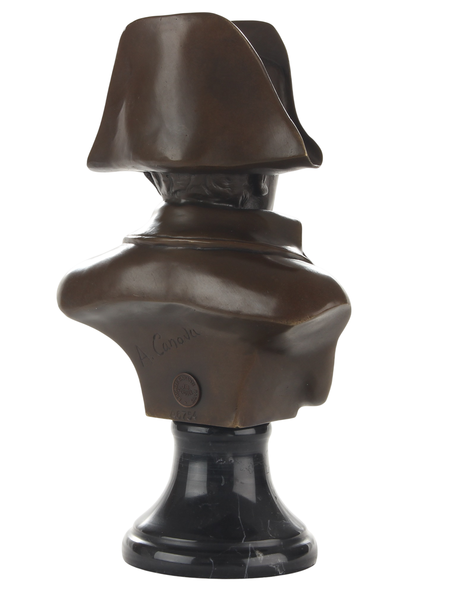 Bronzeskulptur Napoleon Bonaparte, Männerbüste auf Marmorsockel, Höhe 24,9 cm