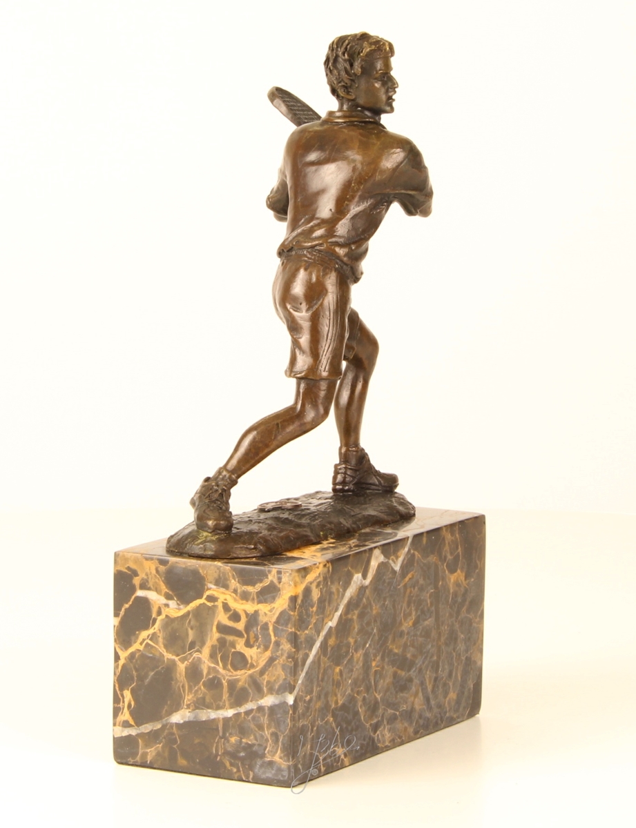 Bronzefigur Bronzeskulptur Bronze Figur Tennisspieler H 24 cm aus Bronze
