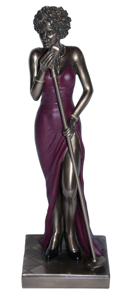 Deko Figur Jazz Musiker Figur Sängerin H 30 cm Dekofigur Band Musikerin mit Mirkrophon aus Resin