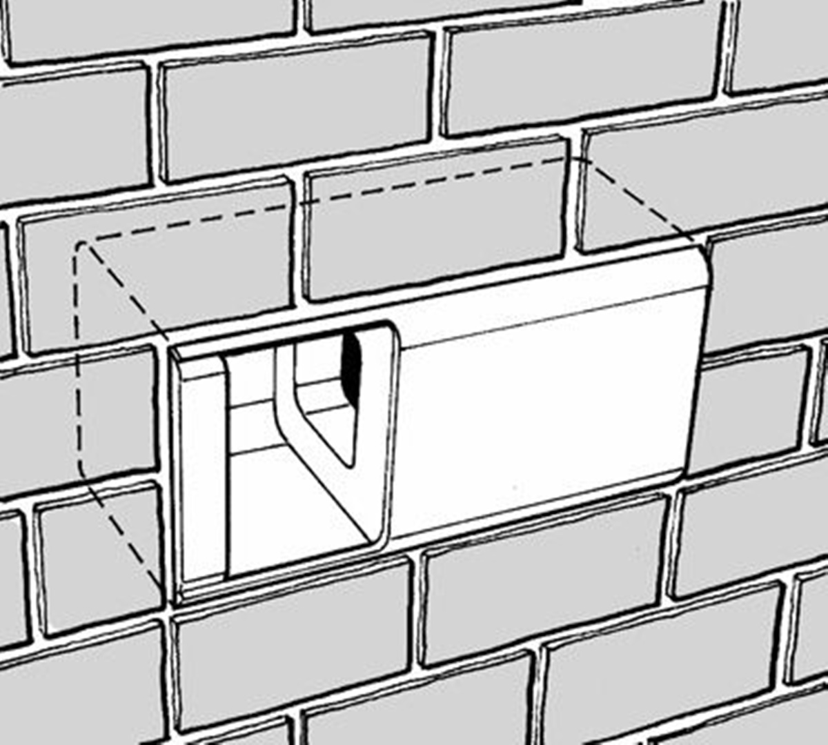 Naturschutzprodukt Fassaden-Einbaukasten 1HE ohne Haltebügel H 15 cm für Nischenbrüter