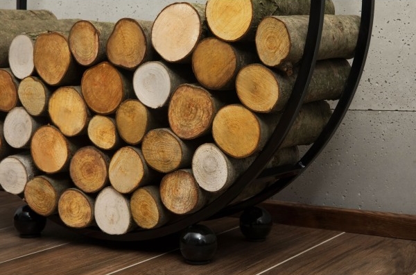 Kaminholzregal "Daisy" H 102 cm Holzregal für Kaminholz Kaminholzablage aus Stahl Kaminholzständer