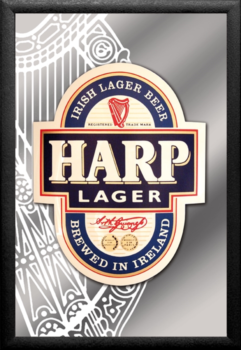 Set: 2 Spiegelbilder Harp Lager Bier 30x20 cm Bar Deko Dekobilder Wandbilder Hinterglasdruck