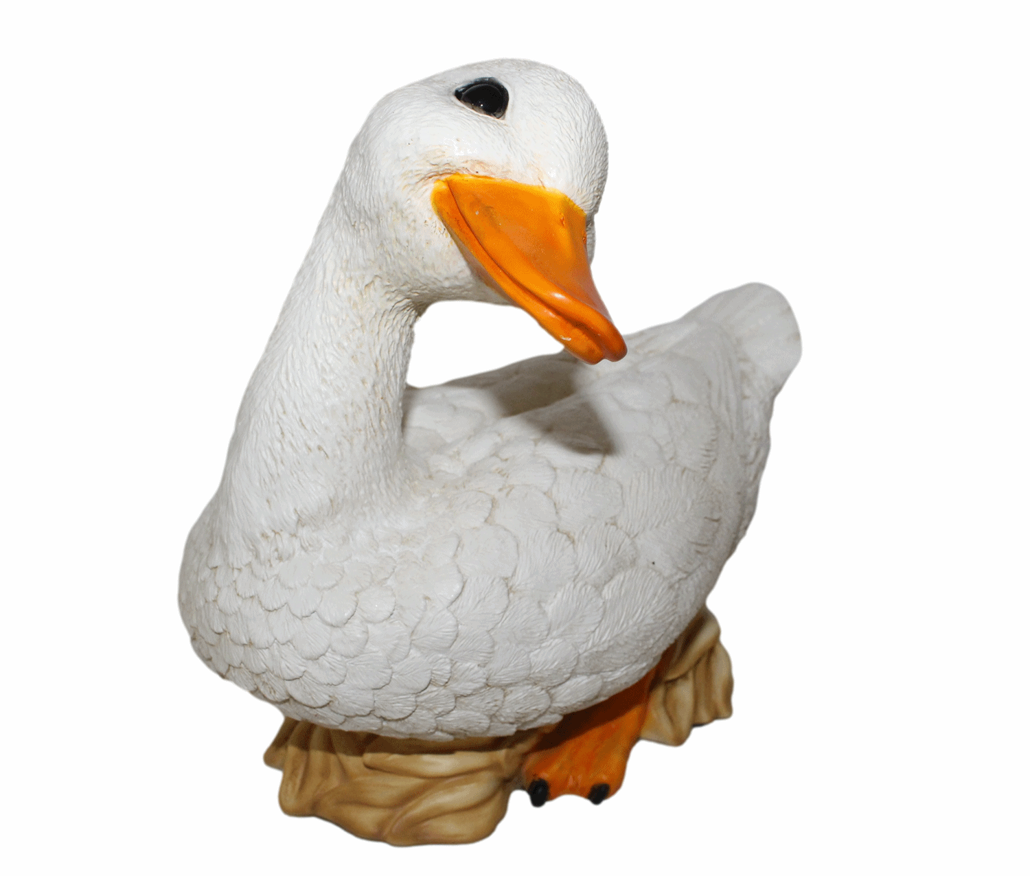 Deko Figur Gans Tierfigur weiße Gänsefigur Vogel sitzend Kollektion Castagna aus Resin H 23 cm