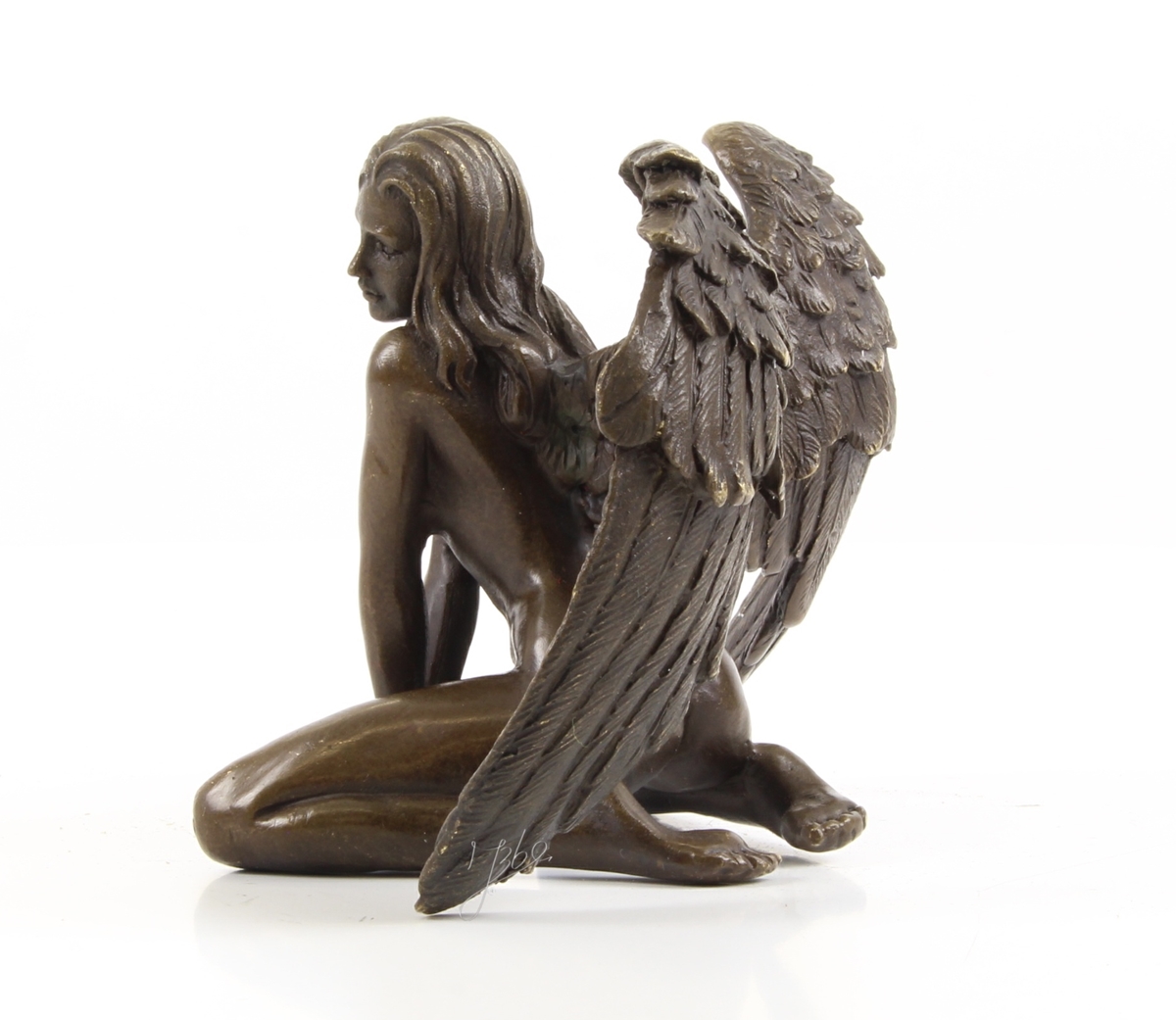 Bronzefigur Bronzeskulptur Bronze Erotischer Engel H 9 cm kniend Bronze Figur