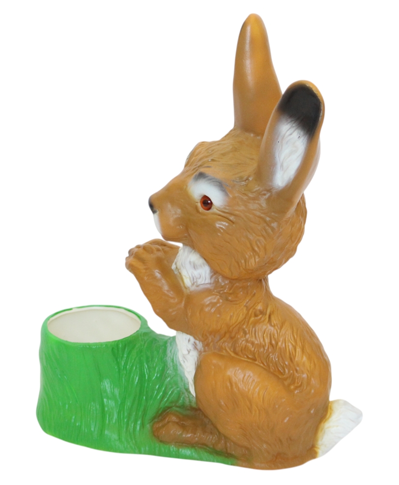 Osterhase mit Pflanzkübel - Osterfigur aus Kunststoff, für Garten & Innenbereich, Höhe 32 cm