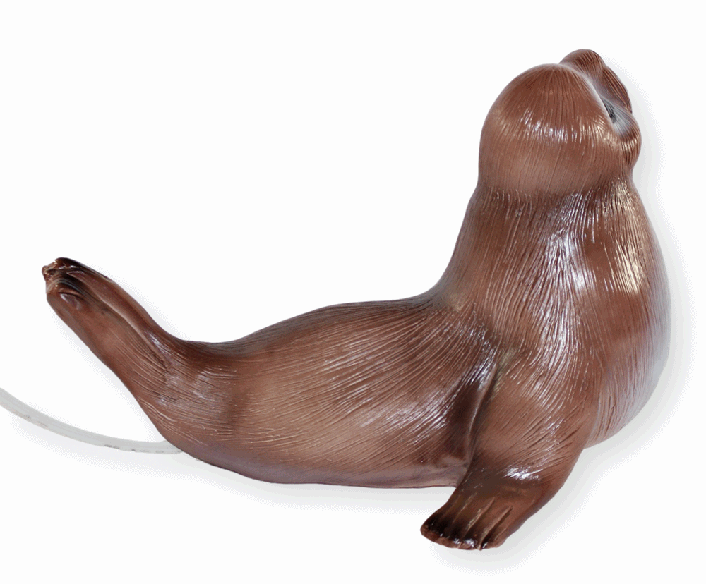 Deko Figur Gartenfigur Tierfigur Robbe als Wasserspeier (ohne Pumpe) aus Kunststoff Höhe 30 cm