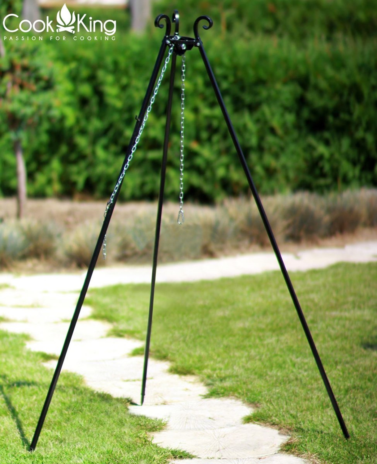Schwenkgrill H 180 cm mit Doppelrost aus Rohstahl 70 cm + 40 cm Dreibein Grill Tripod Grillen