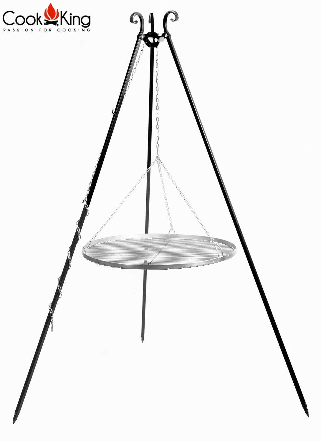Schwenkgrill H 180 cm mit Grillrost Ø 60 cm aus Edelstahl Dreibein Grill Tripod Grillständer
