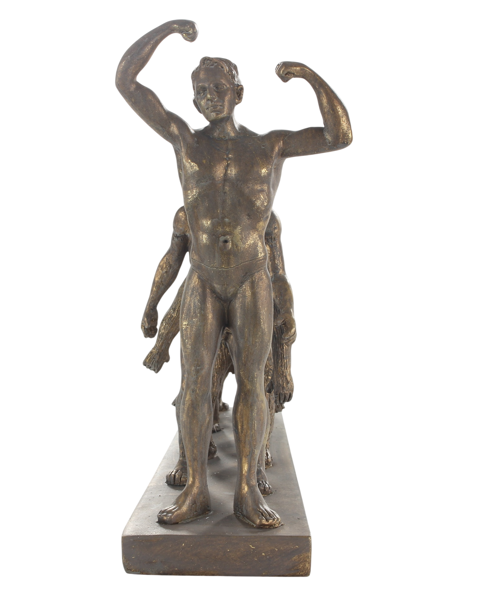 Skulptur Evolution des Menschen vom Affen zum Menschen – Resin bronzefarben, Länge 32,6 cm