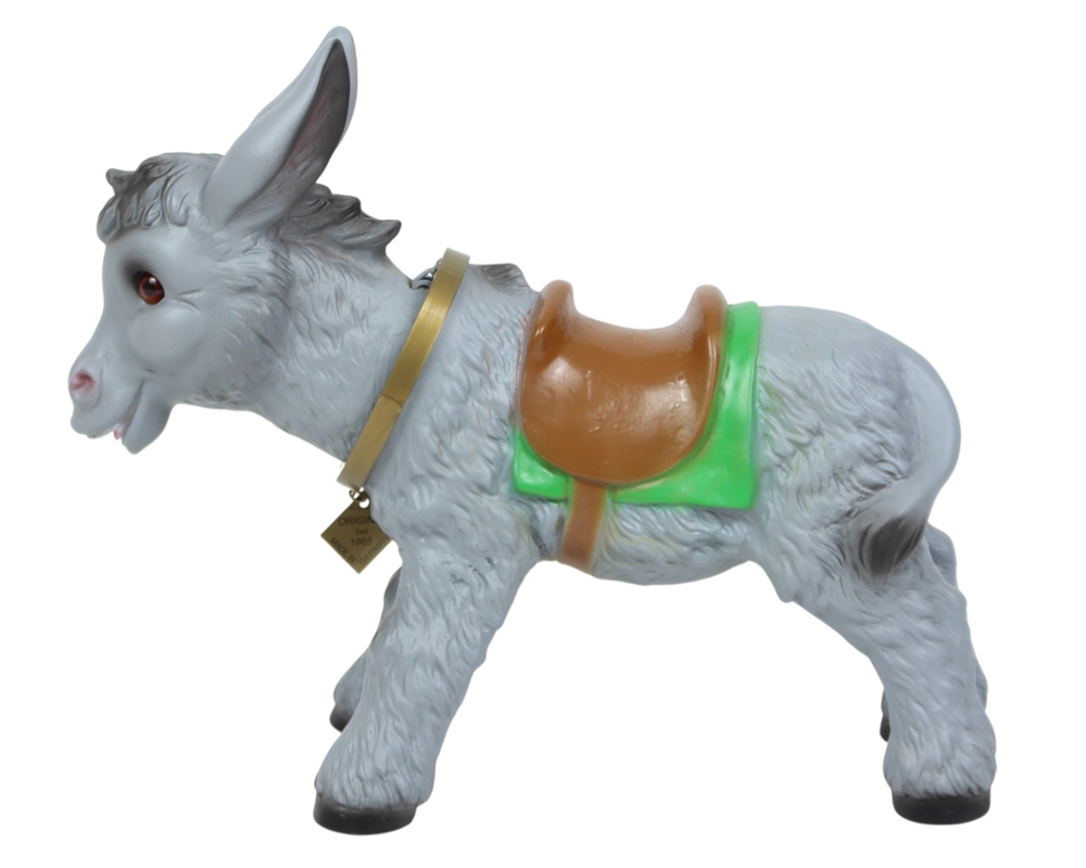 Wackel Figur Esel in grau Wackelfigur Länge 30 cm groß stehend mit Wackelkopf