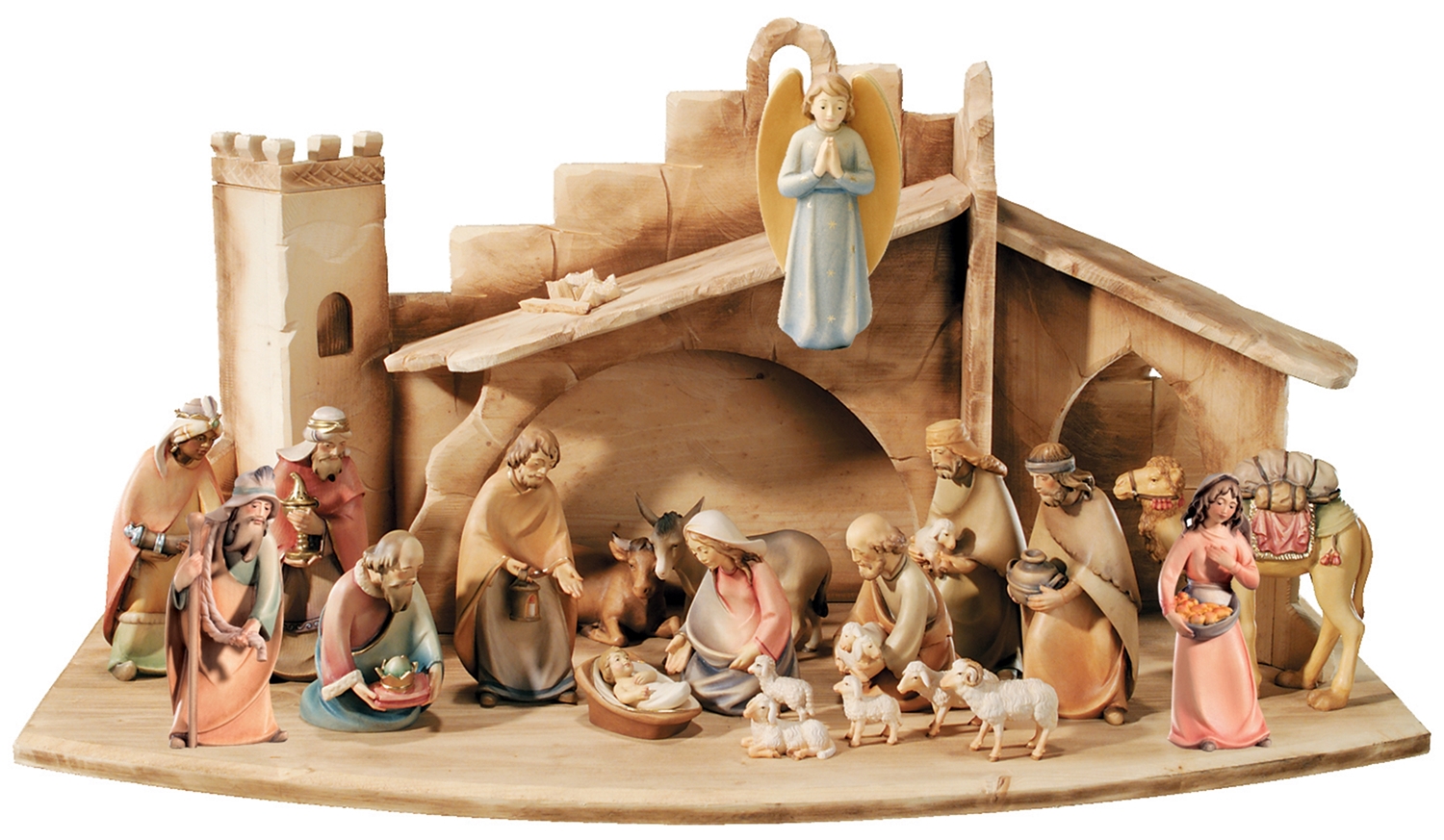 Krippe mit Krippenfiguren Leonardo Kollektion 20 Teilig Heiligenfigur Holzfigur Holzstatue