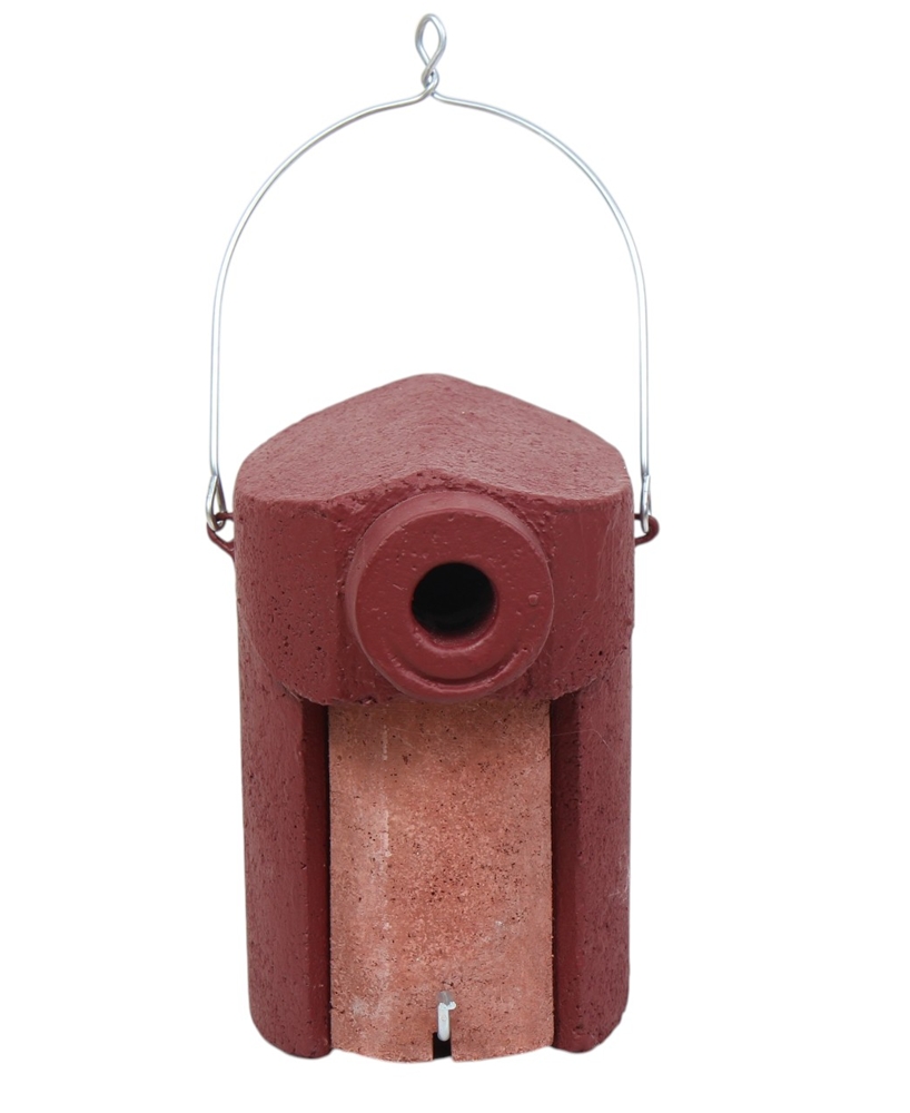 Naturschutzprodukt Nisthöhle Typ 3SV Flugloch 34 mm Nisthilfe mit Katzen- Marderschutz in rot