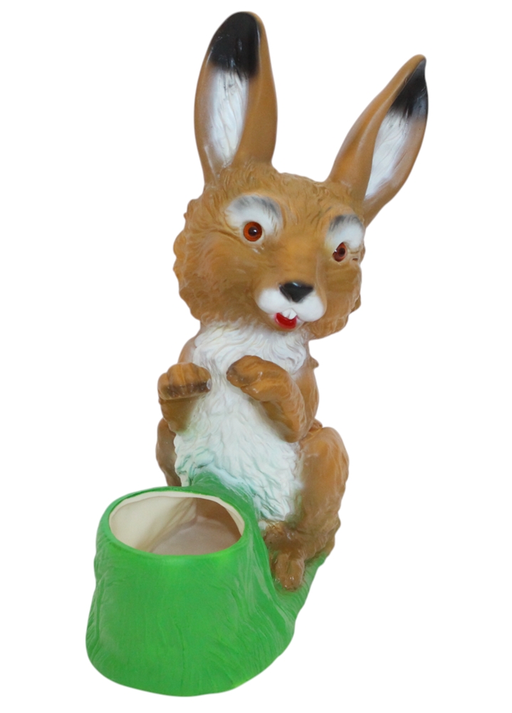 Osterhase mit Pflanzkübel - Osterfigur aus Kunststoff, für Garten & Innenbereich, Höhe 32 cm