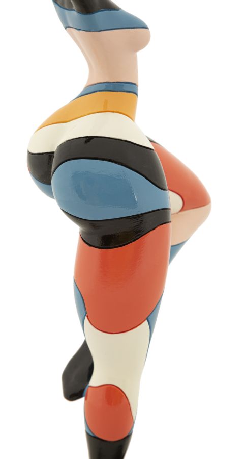 Tänzerin in Ballettpose bunt – abstrakte Dekofigur aus Polyresin für Wohnraum und Wintergarten H 38,5 cm