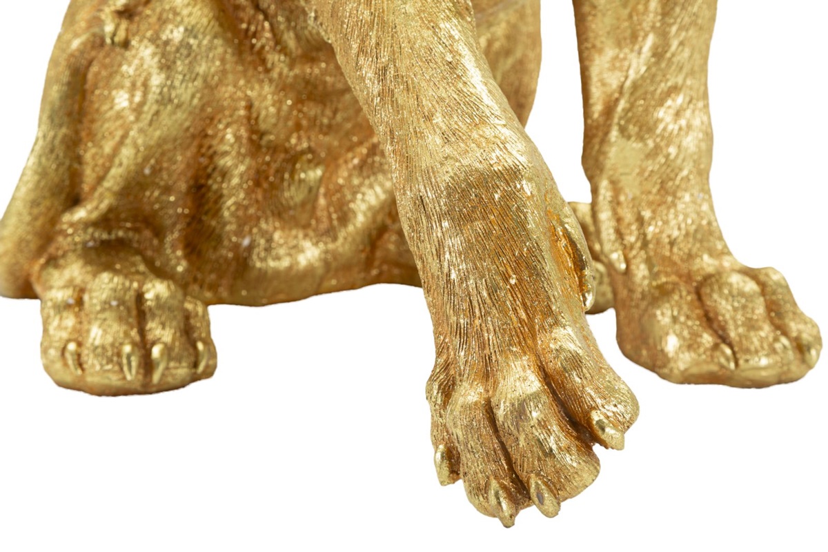Dekofigur Löwe seitlich sitzend Tierfigur  Skulptur stolzer Löwenkönig Shanti in edlem Gold H 55 cm