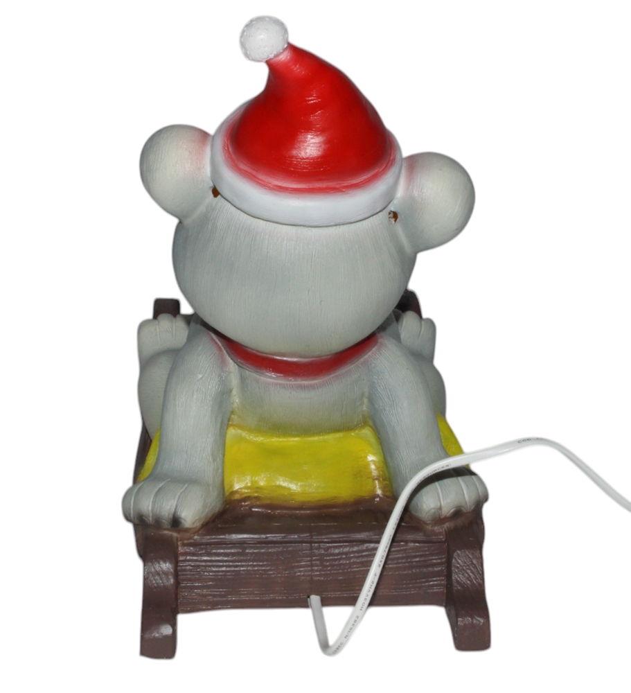 Figur-Leuchte Bär auf Schlitten – Dekolampe Nachtlicht, grau, 31 cm, mit Beleuchtung inkl. Trafo