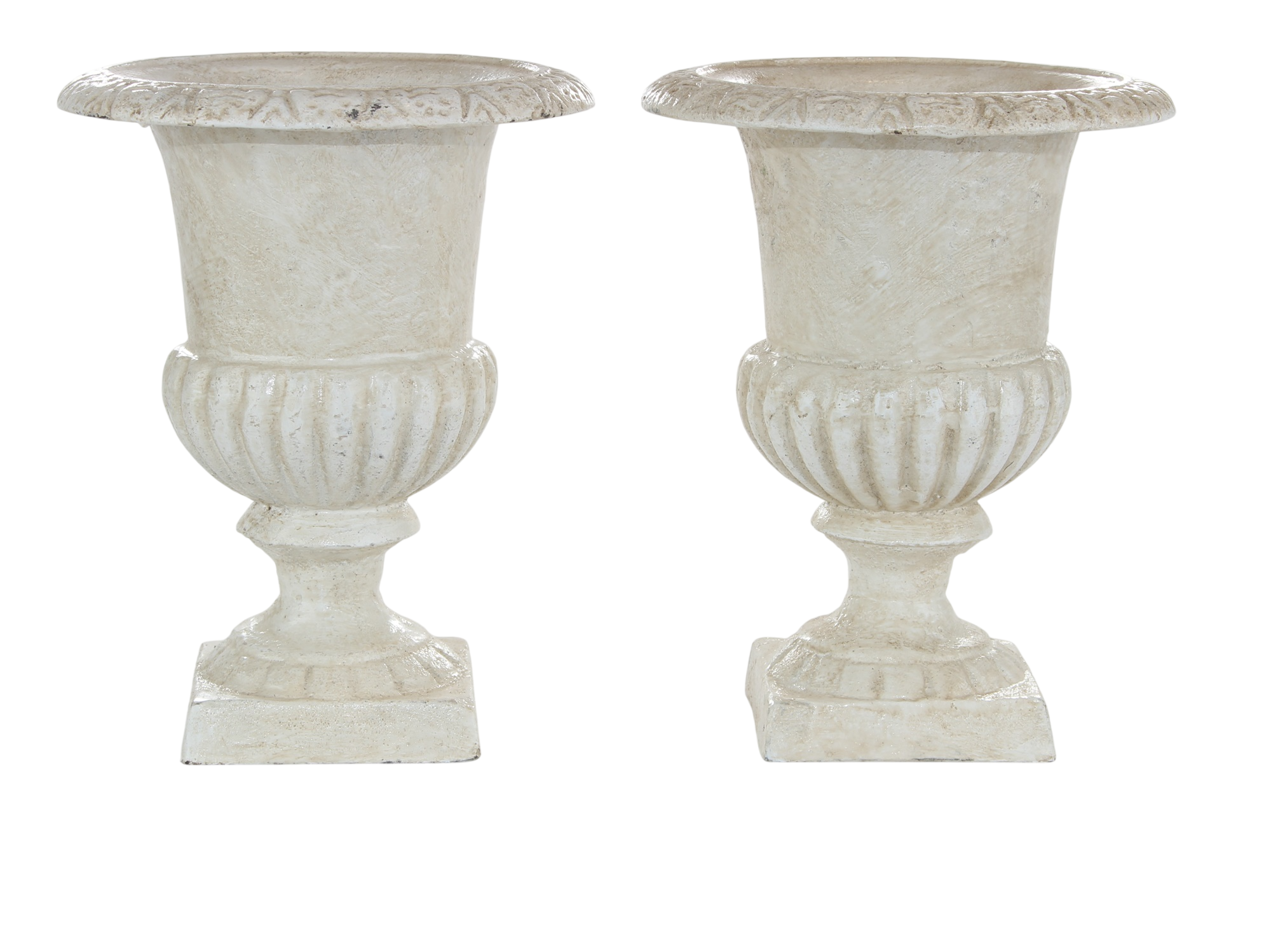 Campana Gartenurne Vase Gusseisen zum Bepflanzen weiß 2er-Set – Neoklassik Antik H 21 cm