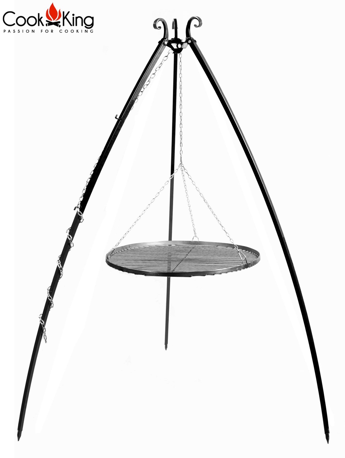 Schwenkgrill H 200 cm mit Grillrost Ø 70 cm aus Rohstahl Dreibein Grill Tripod Grillständer