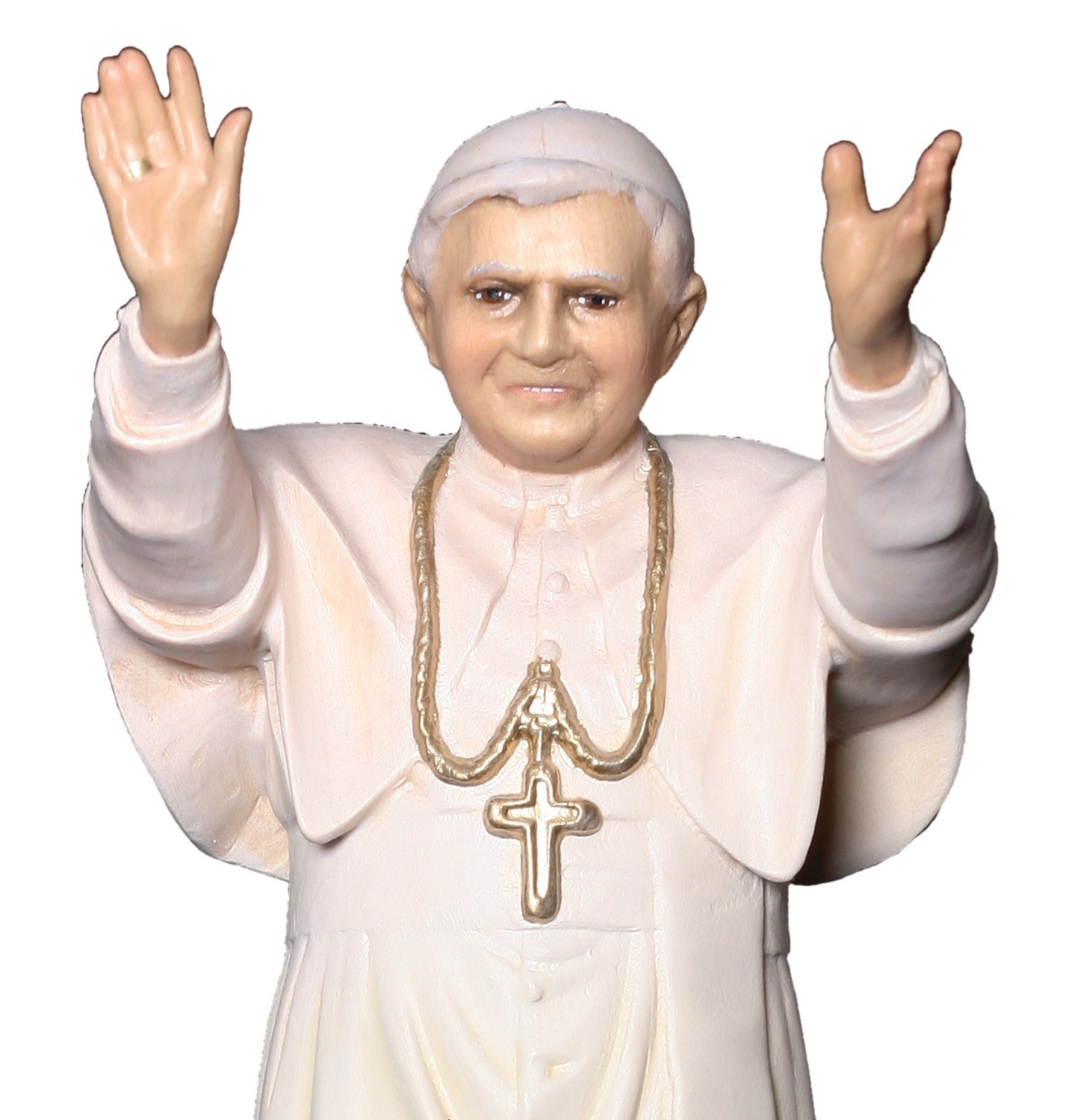 Statue Papst Benedikt der XVI H 12 cm Heiligenfigur Holz geschnitzt Holzstatue Figur aus Ahornholz