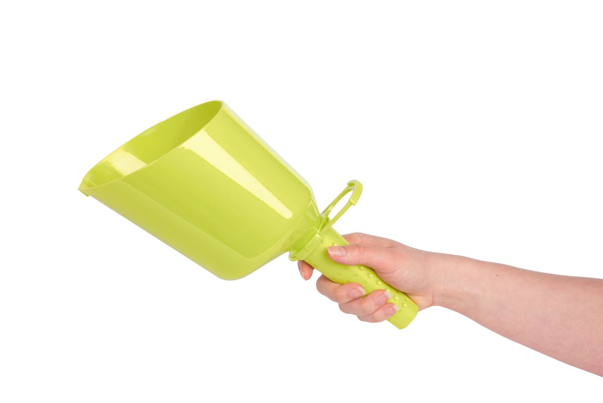 Fülltrichter klein mit Schieber für Futtersäulen bis ca. 1 Liter – transparenter Kunststoff, Füllmenge 0,9 l, Länge 28 cm